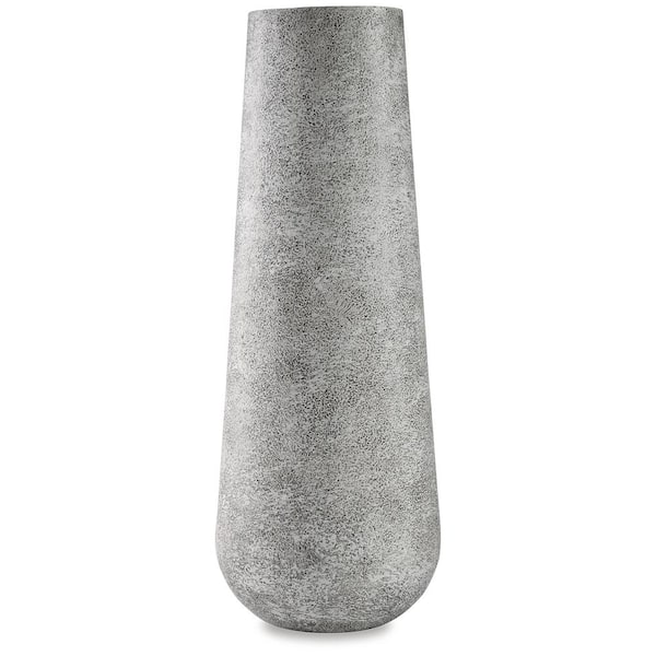 Fynn 21 in. White Metal Cylinder Decorative Vase