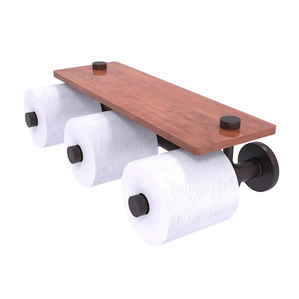 Allied Brass Prestige Skyline Collection Wall Mounted Toilet Paper Holder in Venetian Bronze with Wood Shelf