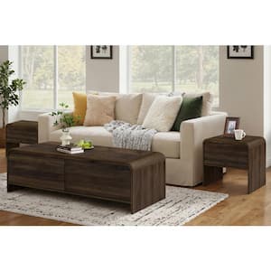 New Classic Furniture Mara 3-Piece 47 in. Walnut Rectangular Wood Coffee Table with 2 End Tables