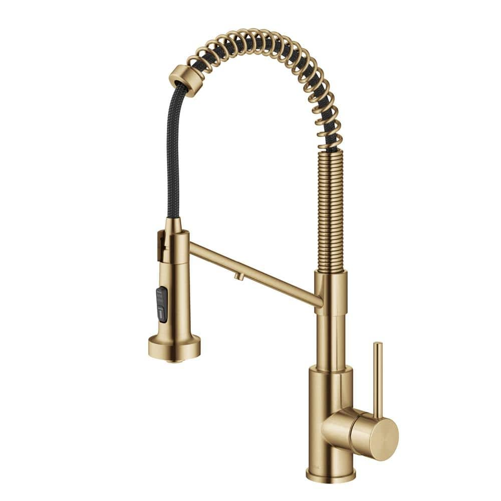 KRAUS Bolden 2-in-1 Commercial Style Pull-Down Single Handle Water Filter Kitchen Faucet for Reverse Osmosis or Water Filtration System in Brushed Brass