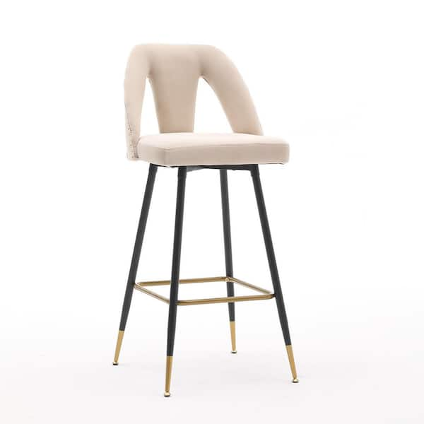 beige and black bar stools