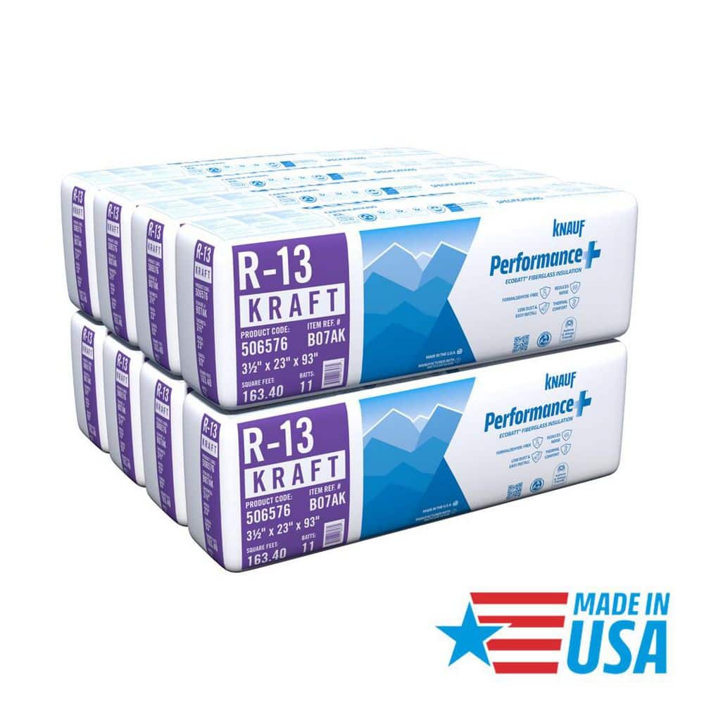 Knauf Insulation R13 Kraft Faced 23 in. x 93 in. Precut Fiberglass