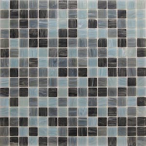 Mingles 12 in. x 12 in. Glossy Dark Gray Glass Mosaic Wall and Floor Tile (20 sq. ft./case) (20-pack)