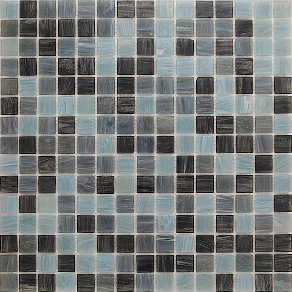 Apollo Tile Mingles 4" x 6" Glossy Dark Gray Glass Mosaic Uniform square Wall and Floor Sample Tile (0.13 sq. ft./Piece) (1-Pack)