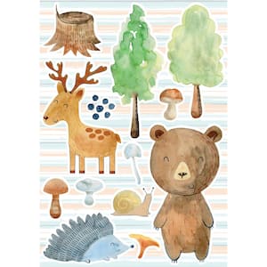 Brown Semi-Gloss Watercolor Forest Wall Stickers