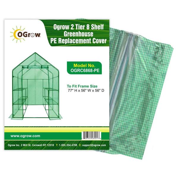 OGROW Machrus Ogrow Premium PE Greenhouse Replacement Cover for Walk in Greenhouse Fits Frame 56 in.Lx56 in.Wx77 in.H