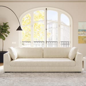 Capri 99 in. Square Arm 3-Seater Sofa in Bright Ash