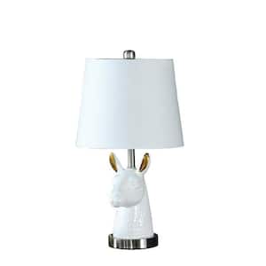20.5 in. Patagonia Silver Brushed Nickel Resin Table Lamp with Llama Bust