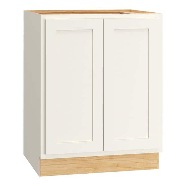 QuickShip Cottage 27 in. W x 24 in. D x 34.5 in. H Assembled Plywood Base Kitchen Cabinet in White Partial Overlay
