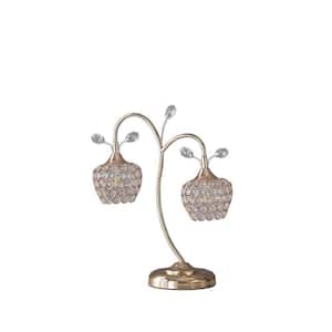 17.25 in. Rose Gold Chrome Table Lamp with Floral Bell Shades