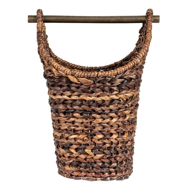 Free Standing Magazine and Toilet Paper Holder Basket with Wooden Rod in  Natural QI003417 - The Home Depot