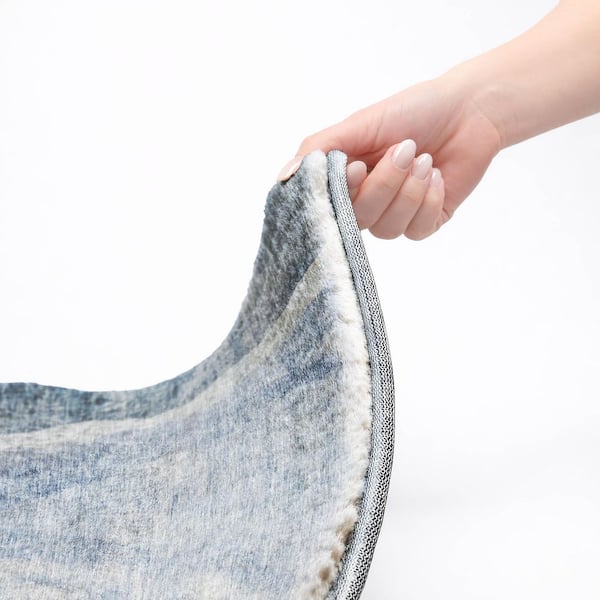 Dream Shag Premium Machine Washable Abstract ADS667 Blue 2 ft. x 7 ft. Runner Rug