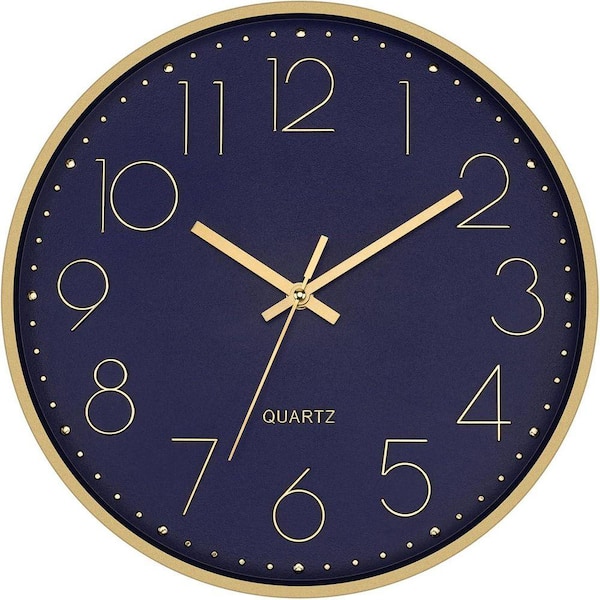 Black Wall Clock Silent Non-Ticking Battery Operated Wall Clocks