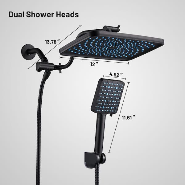 Filtered Shower Head store with Handheld Combo Matte Black - Dual 2-in-1 Spa S