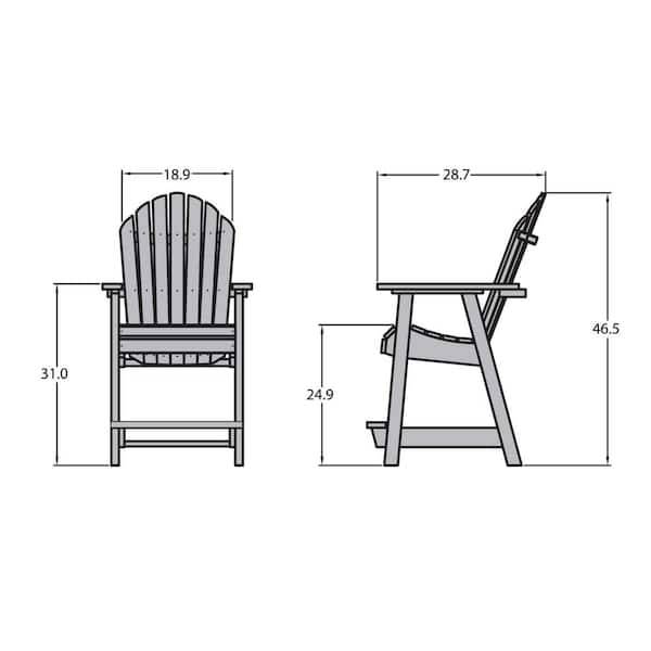 Highwood Muskoka Black Plastic Outdoor, Outdoor Dining Chair Dimensions