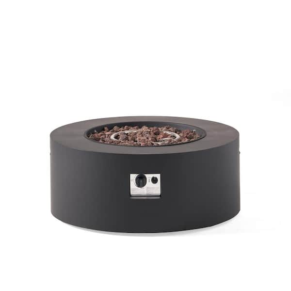32 in. 40,000-BTU Round Iron  Outdoor Patio Fire Pit Table in Dark Grey
