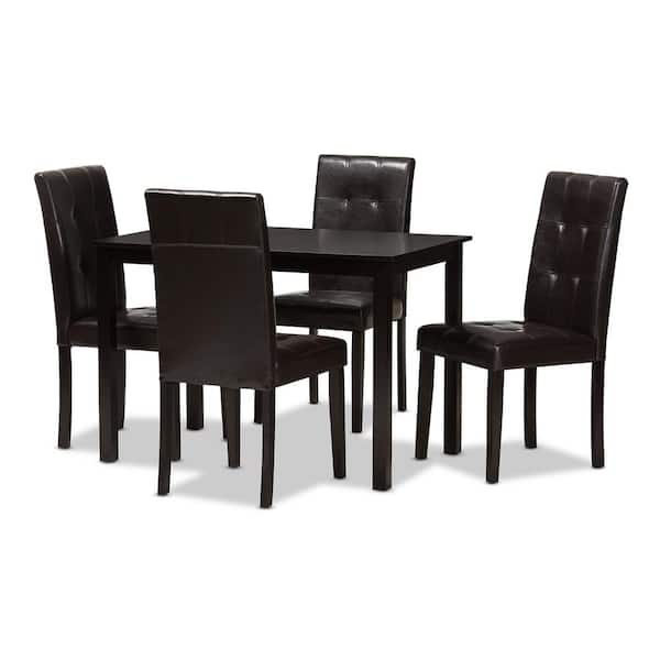 Baxton Studio Avery 5-Piece Dark Brown Dining Set