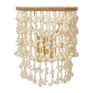 10 in. 1-Light Gold Wall Sconce with Metal and Shell Shade