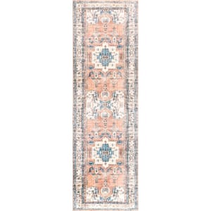 Eleanor Machine Washable Distressed Medallion Multi 2 ft. 6 in. x 6 ft. Runner Rug