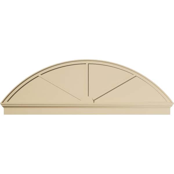 84 in. W x 27-7/8 in. H x 2-3/4 in. P Segment Arch 3 Spoke Signature Urethane Combination Pediment, Primed Tan