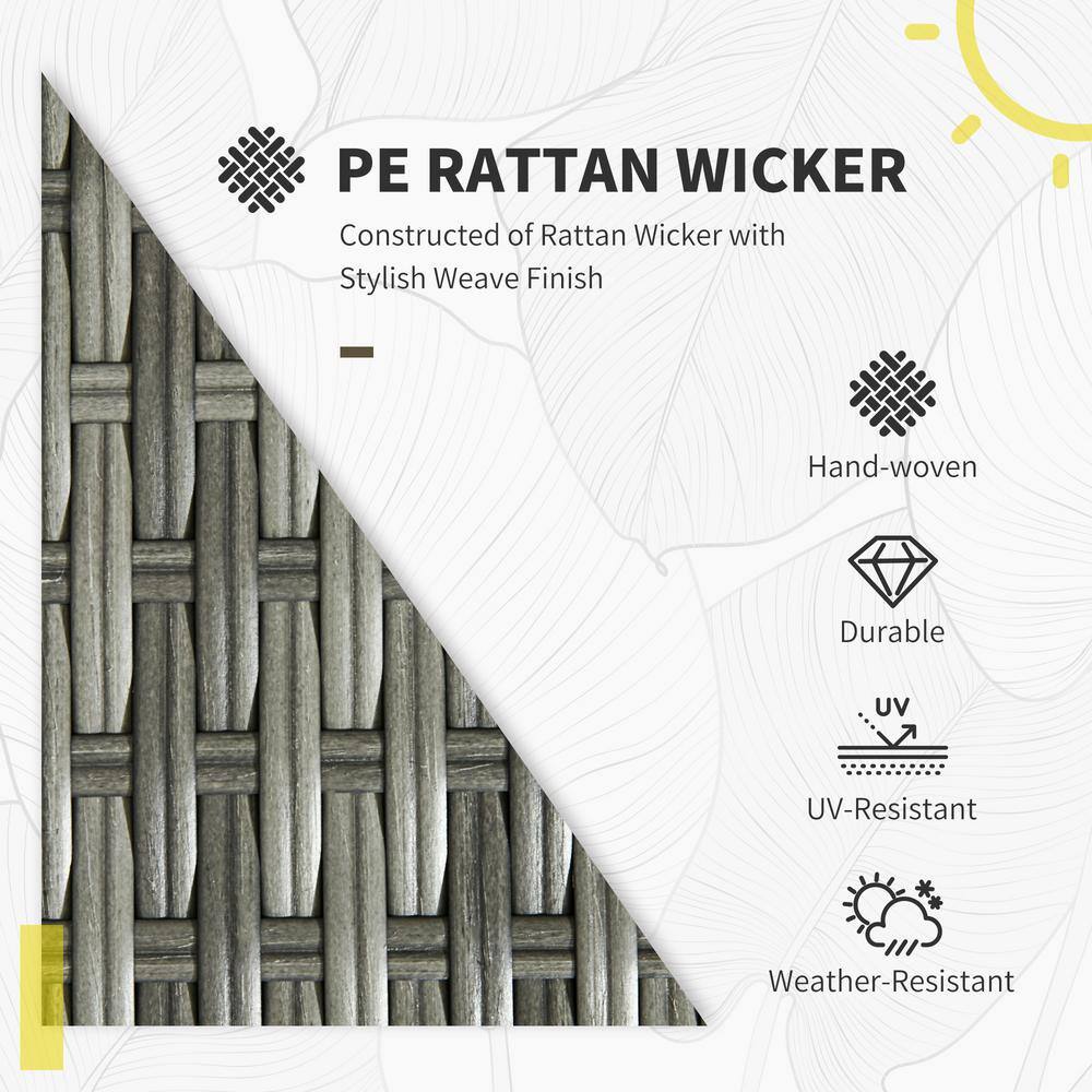 Mixed Gray PE Rattan 6-Piece Outdoor Dining Set with Cushions