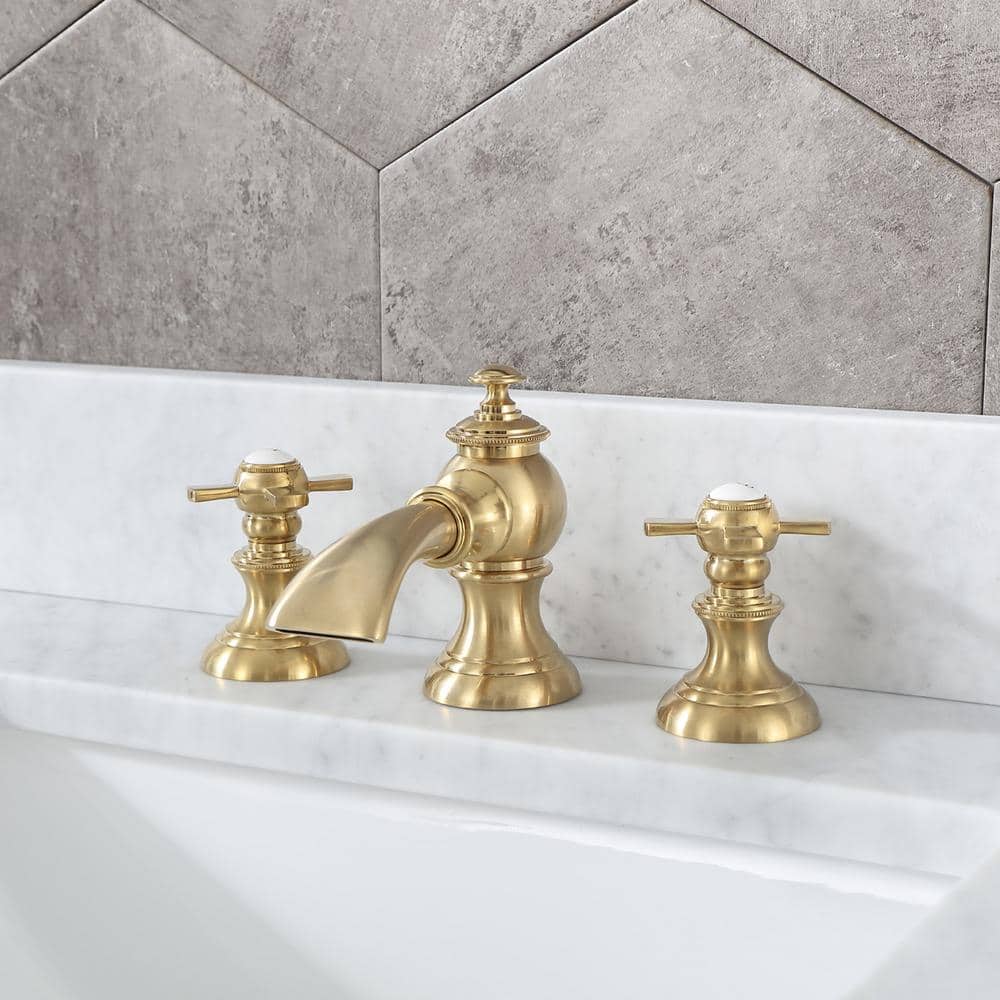 Elegant Vintage Brass 8'' Widespread Bathroom Faucet