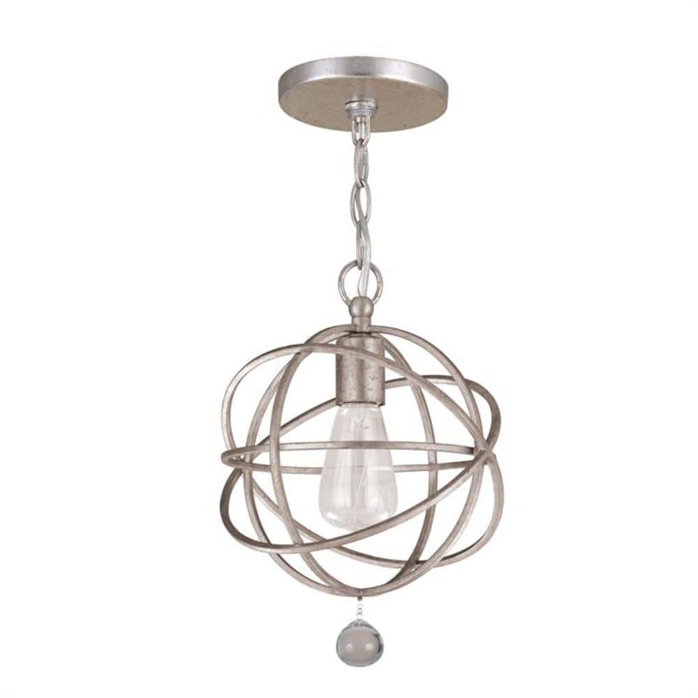 Olde Silver Crystal Globe Pendant Light