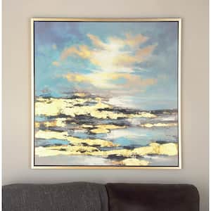 1- Panel Geode Landscape Framed Wall Art with Gold Frame 39 in. x 39 in.