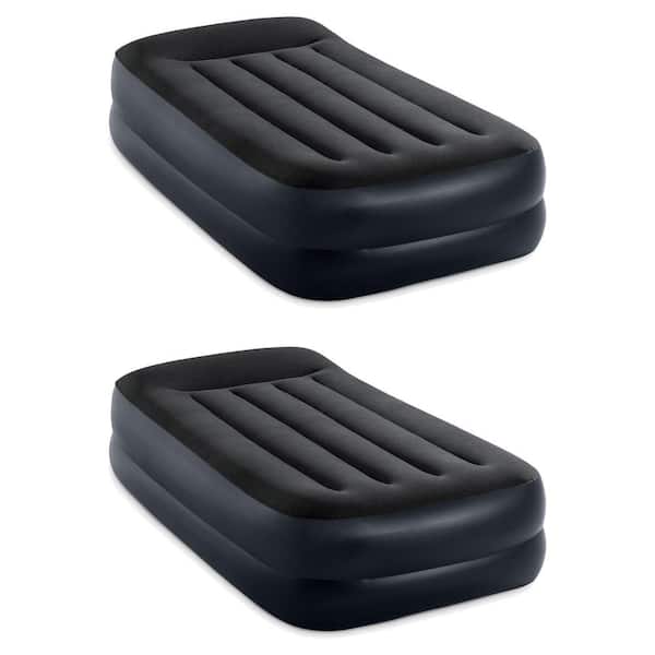 Twin Sized Pillow Raised Airbed Mattress with Built-In Pump (2-Pack)