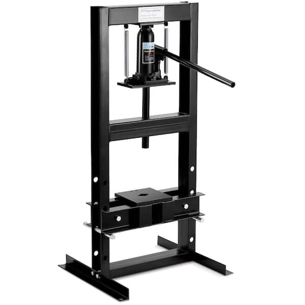 6 Ton Black H-Frame Hydraulic Shop Press Adjustable Floor, Benchtop Design, Safety Relief Valve, Press Plates