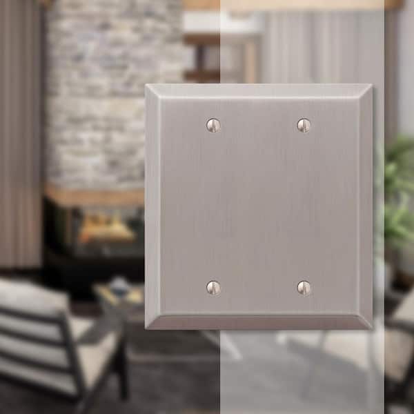 Metallic 2 Gang Blank Steel Wall Plate - Brushed Nickel