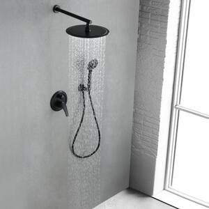 Marcos 5-Spray Patterns 12 in. Wall Mount Rainfall Dual Shower Heads Anti-Microbial Nozzles in Black