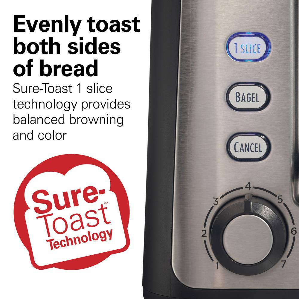 Matte Black and Stainless Steel 2-Slice Long Slot Toaster