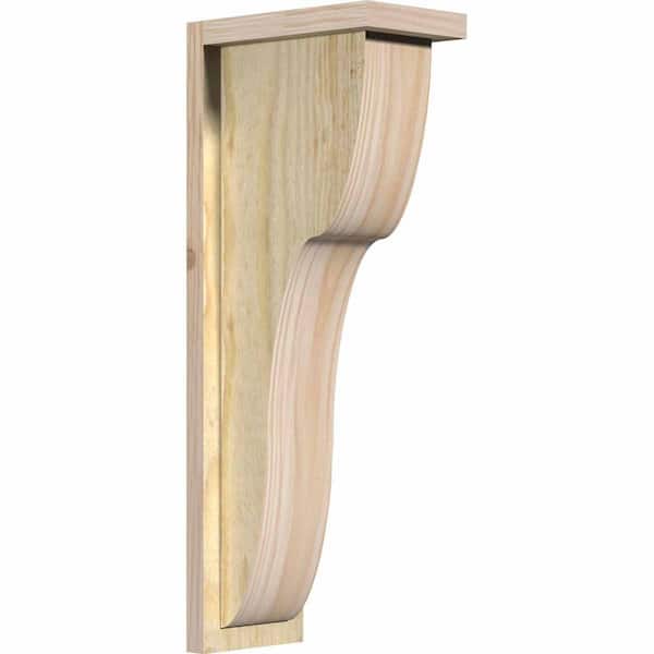 Ekena Millwork 6 in. x 10 in. x 26 in. Douglas Fir Carmel Rough Sawn Corbel with Backplate