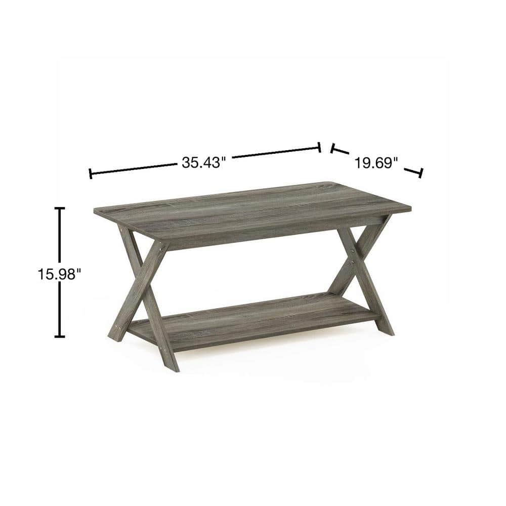 Simplistic French Oak Grey Rectangular Coffee Table with Storage