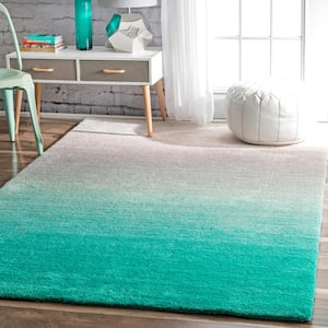 Luxe Ombre Turquoise 10 ft. x 14 ft. Area Rug