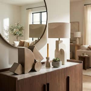 Gold 13 in. x 9 in. Resin Geometric Stacked Shapes Sculpture