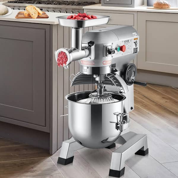 Commercial Stand Mixer 20 qt. 2 in 1 Multifunctional Silver Electric Food Mixer with Stainless Steel Bowl 1100 W