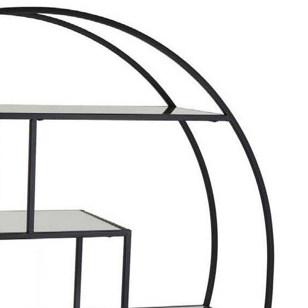 49.25 in Black Metal and Clear Glass 4-Tier Plant Stand