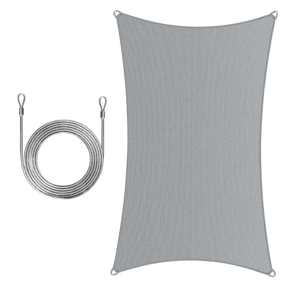 16 ft. x 18 ft. Rectangle Pro Ring Sun Shade Sail with Rope-Grey