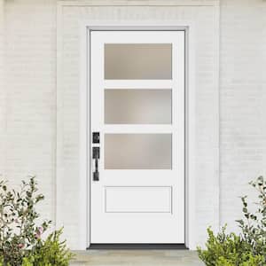 Performance Door System 36 in. x 80 in. VG 3-Lite Right-Hand Inswing Pearl White Smooth Fiberglass Prehung Front Door