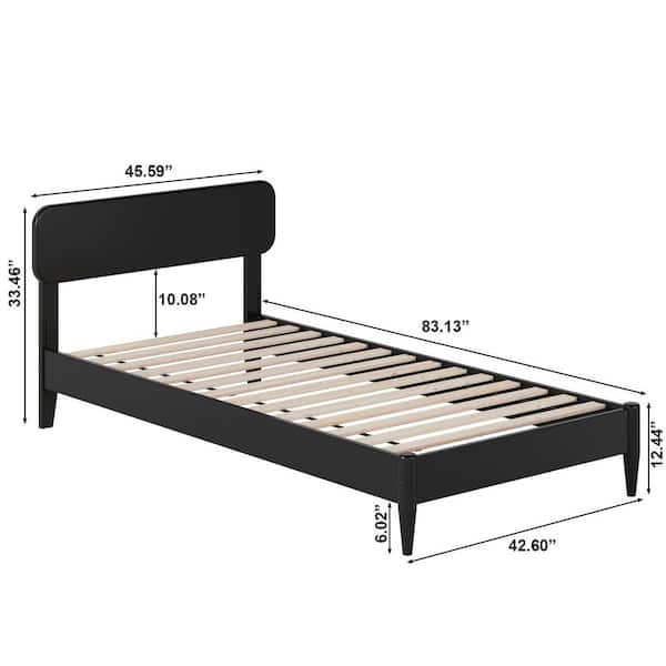 AFI Florence Black Wood Frame Twin XL Low Profile Platform Bed