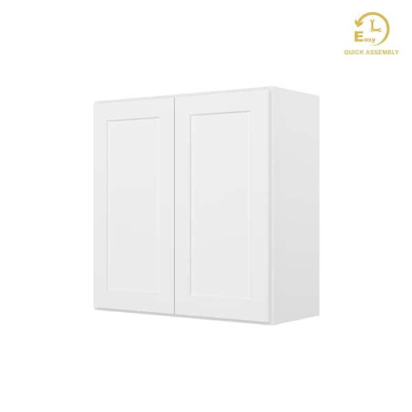 HOMLUX Easy-DIY 30 in. W x 12 in. D x 30 in. H Ready to Assemble Wall Kitchen Cabinet in Shaker White 2-Doors-2 Shelves