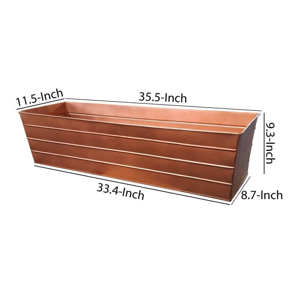 Large Copper Galvanized Steel Rectangular Flower Planter Box