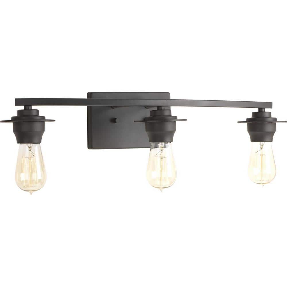 Graphite 24" Steel 3-Light Bath Vanity Fixture with Clear Seeded Glass