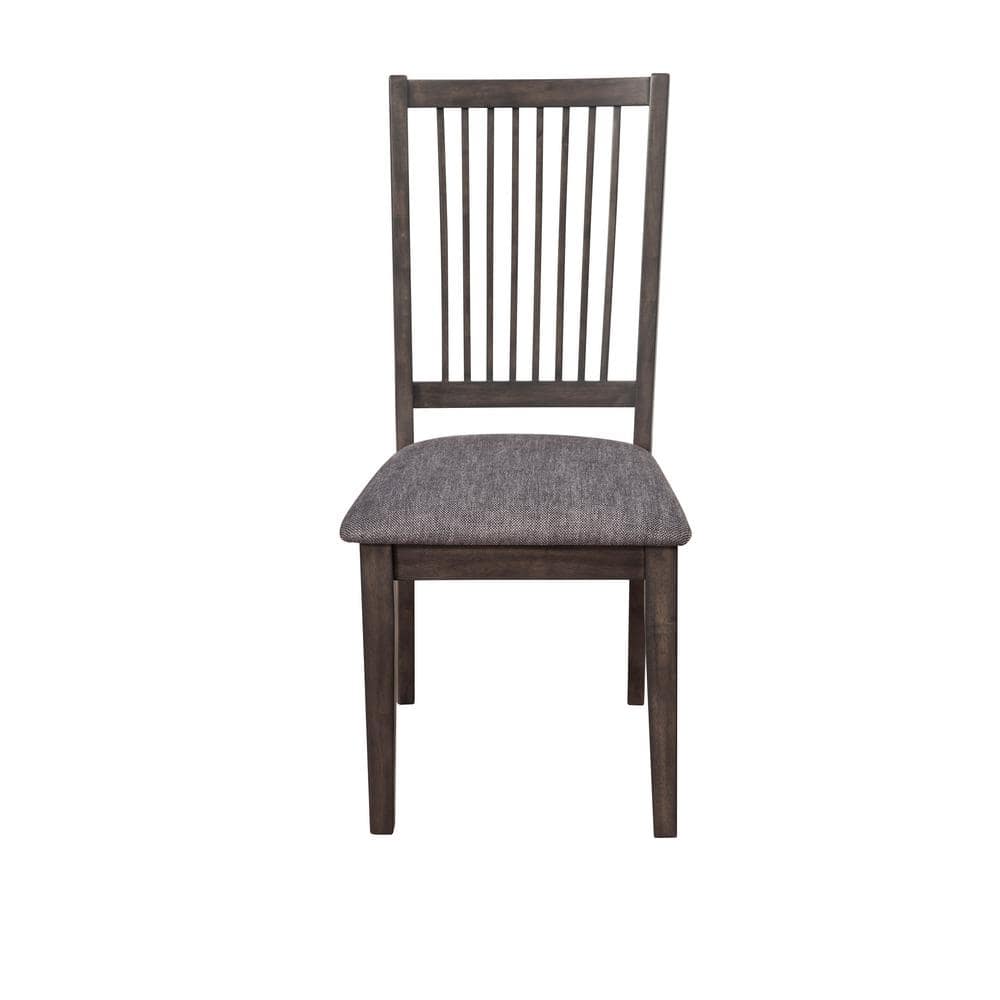 Transitional Gray Upholstered Side Chair with Wooden Slat Back