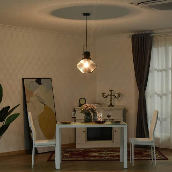 Industrial 1-Light Black Pendant Light with No Glass Steel Net Shade and No Light Bulb Included