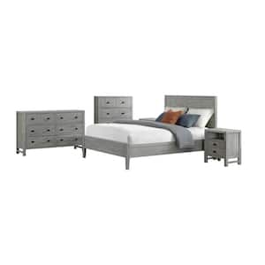 Arden 5-Piece Wood Bedroom Set with Queen Bed, Two 2-Drawer Nightstand, 5-Drawer Chest, 6-Drawer Dresser, Driftwood Gray