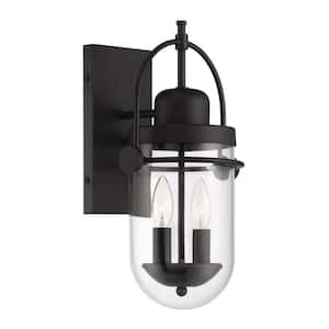 Lowell 2-Lights Black Outdoor Industrial Wall Sconce