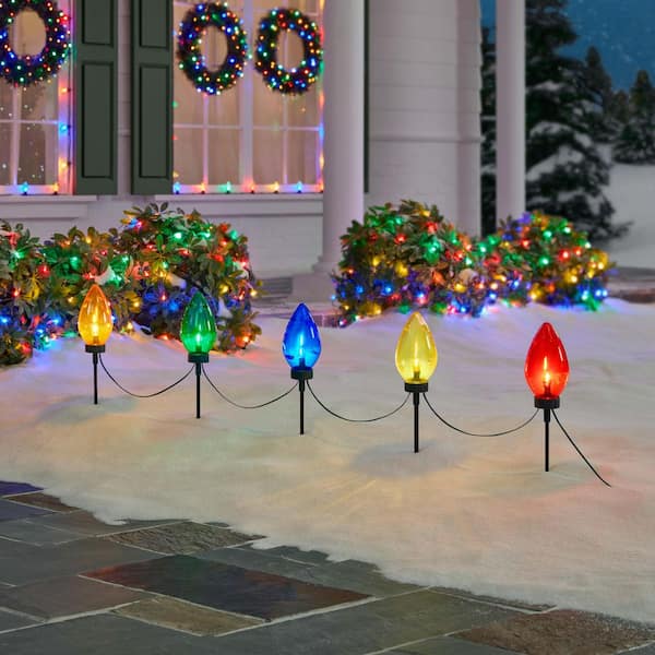 20 in. Multi-Colored Giant C7 LED Pathway Lights (5-Pack)